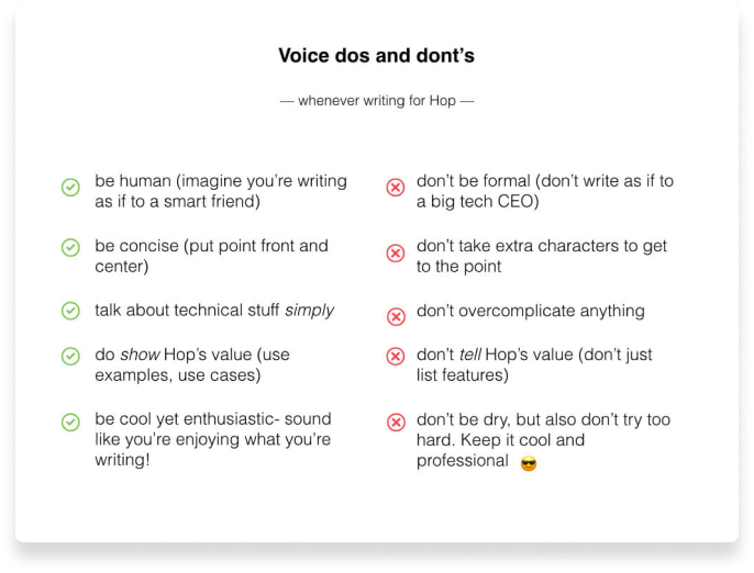 Hop - Case study: Voice dos and dont's